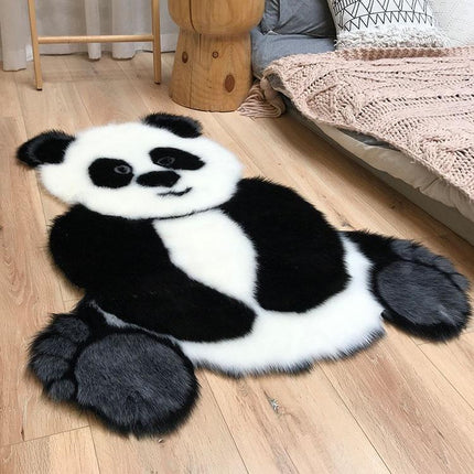 Tappeto panda bianco nero peloso