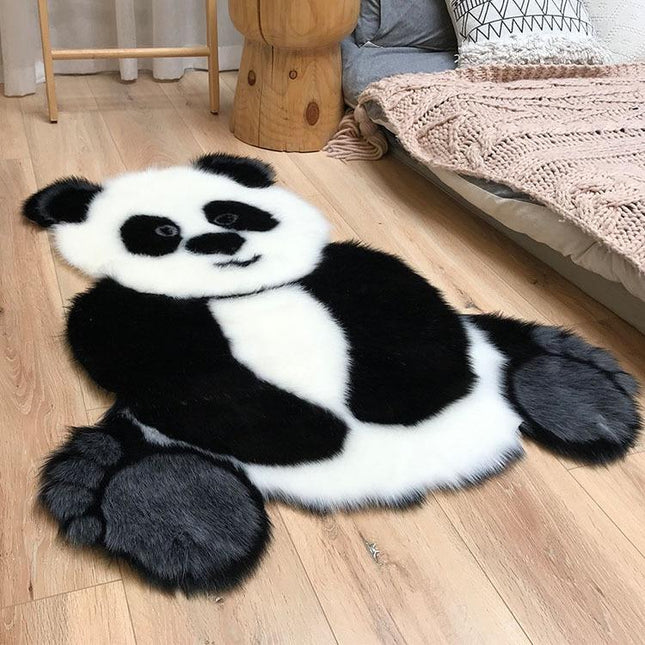 Tappeto panda bianco nero peloso