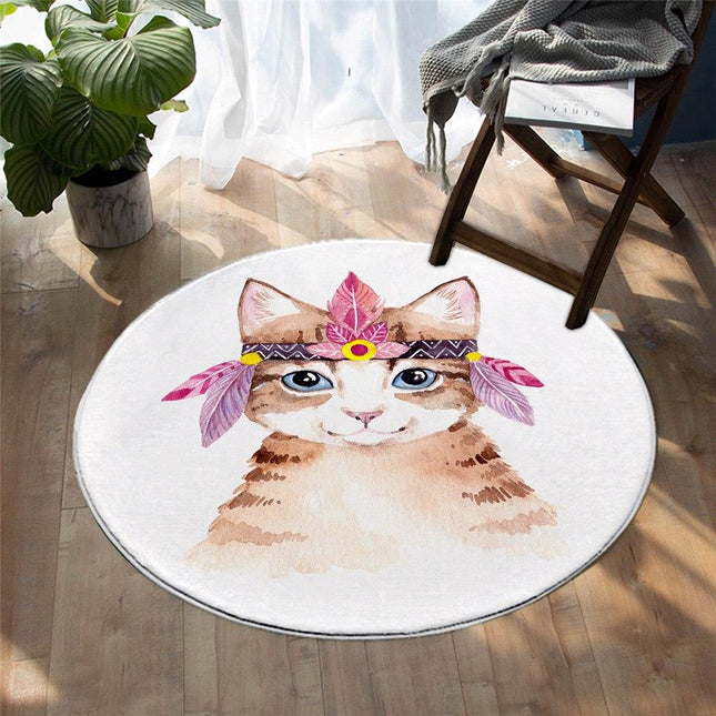 Tappeto rotondo gattino stile boho