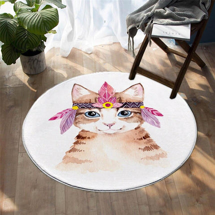 Tappeto rotondo gattino stile boho