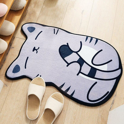 Tappeto grigio a forma di gatto