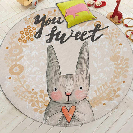 Tappeto Rotondo Coniglietto Stile Cartoon