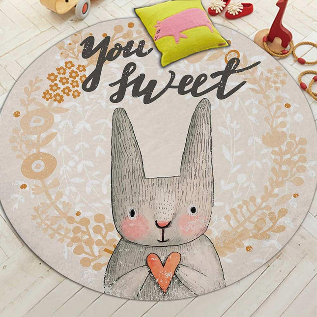 Tappeto Rotondo Coniglietto Stile Cartoon