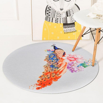 Tappeto Rotondo Decorativo con Pavone