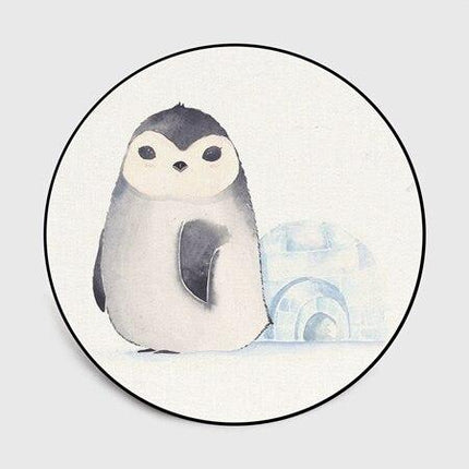 Tappeto Rotondo Pinguino Bianco Cameretta