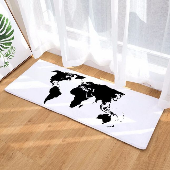 Tappeto design planisfero bianco nero