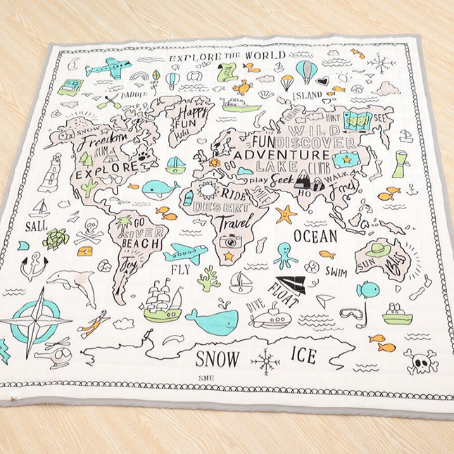 Tappeto gioco bambino con mappamondo