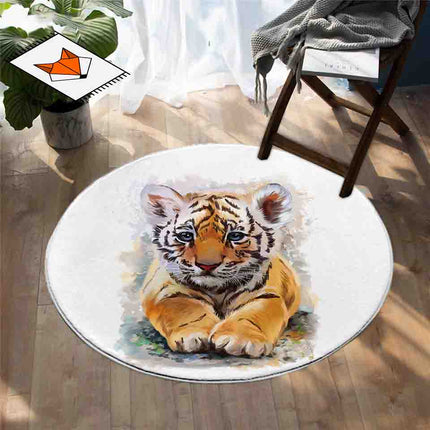 Tappeto rotondo cucciolo di tigre