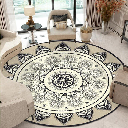 Grande tappeto rotondo beige mandala