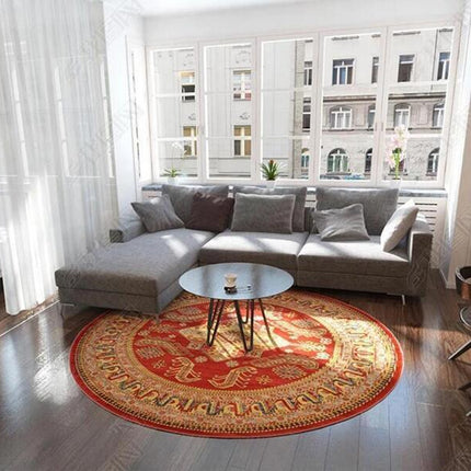 Piccolo tappeto rotondo rosso stile persiano