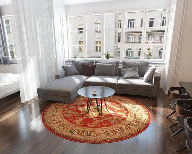 Piccolo tappeto rotondo rosso stile persiano