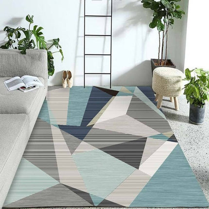 Tappeto geometrico design moderno blu grigio
