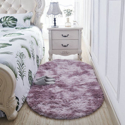 Scendiletto ovale shaggy rosa cipria morbido