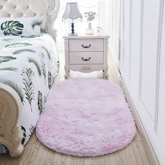 Scendiletto ovale shaggy ultra soffice rosa