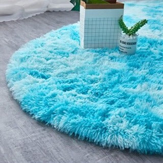 Scendiletto ovale shaggy ultra morbido blu