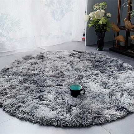Tappeto rotondo shaggy grigio chiaro soffice