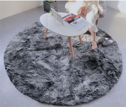 Tappeto shaggy rotondo grigio scuro