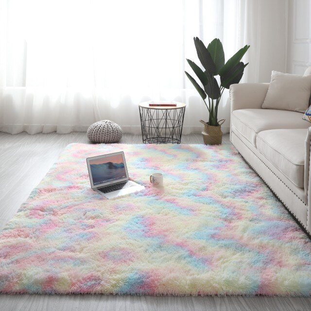Tappeto soffice colori arcobaleno pastello