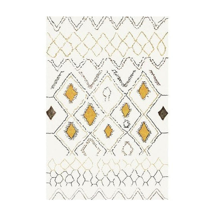 Tappeto berbero sottile bianco e giallo