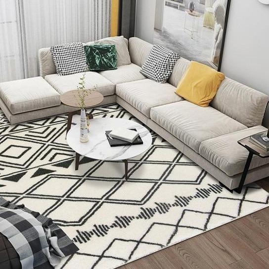 Tappeto Berbero Etnico Bianco e Nero