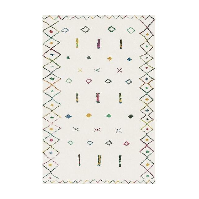 Tappeto berbero etnico bianco con rombi