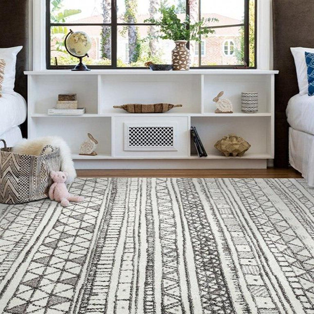 Tappeto Stile Berbero Crema e Grigio