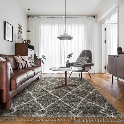 Tappeto Berbero Shaggy Grigio Scuro