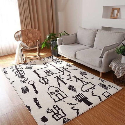 Tappeto berbero marocchino bianco e nero