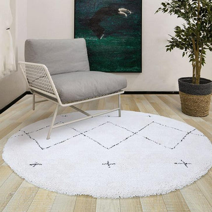 Tappeto rotondo bianco stile berbero