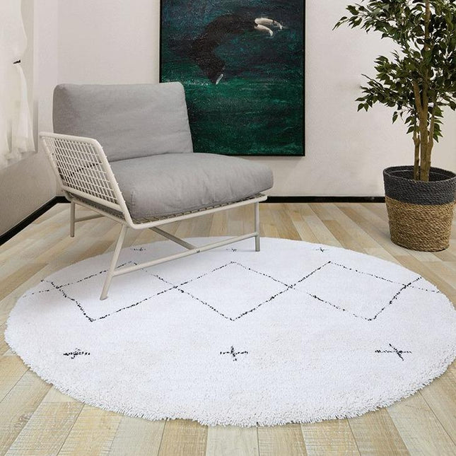 Tappeto rotondo bianco stile berbero