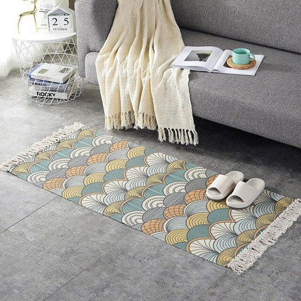 Tappeto stile boho con frange