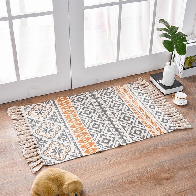 Tappeto stile boho grigio arancione