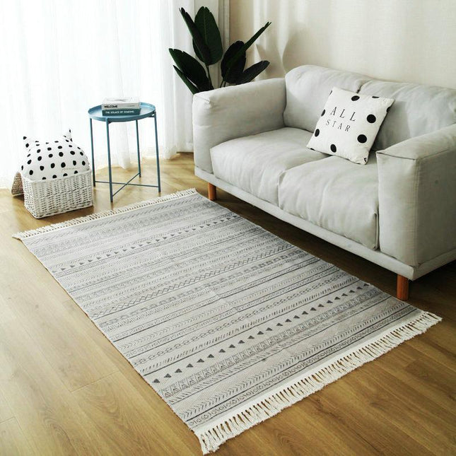 Tappeto in cotone intrecciato bianco