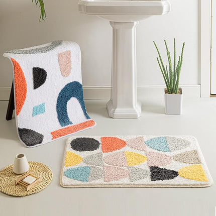 Tappetino antiscivolo bianco fantasia colorata