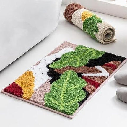 Tappetino bagno design originale con foglie