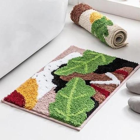 Tappetino bagno design originale con foglie