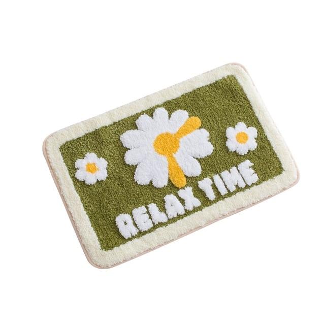 Tappeto bagno verde motivo floreale