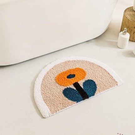 Tappetino bagno mezzaluna fiore arancione