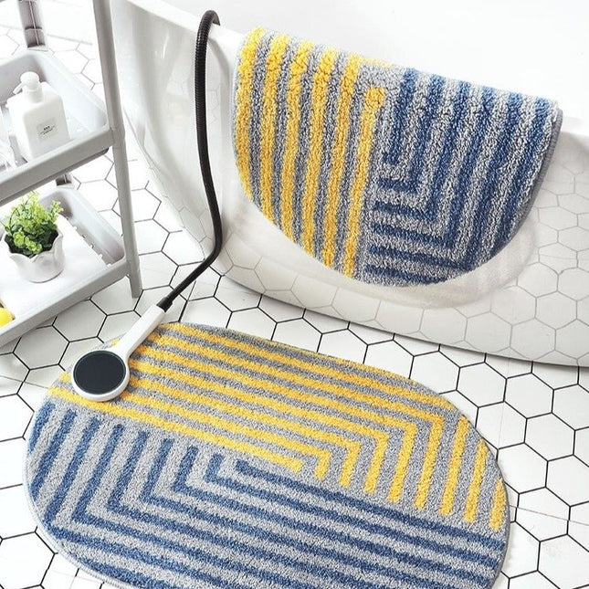 Tappeto da bagno giallo e blu