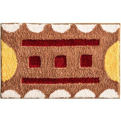 Tappetino bagno geometrico marrone e beige