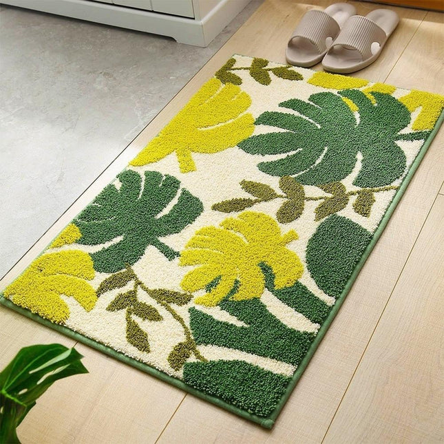 Tappeto bagno con foglie tropicali