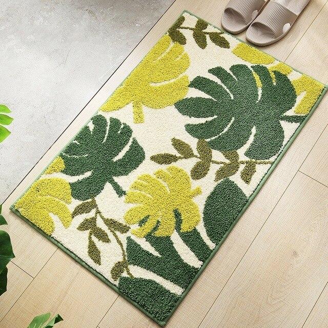 Tappeto bagno con foglie tropicali