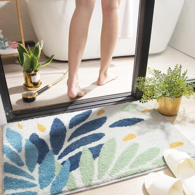 Tappeto bagno moderno con motivo foglie