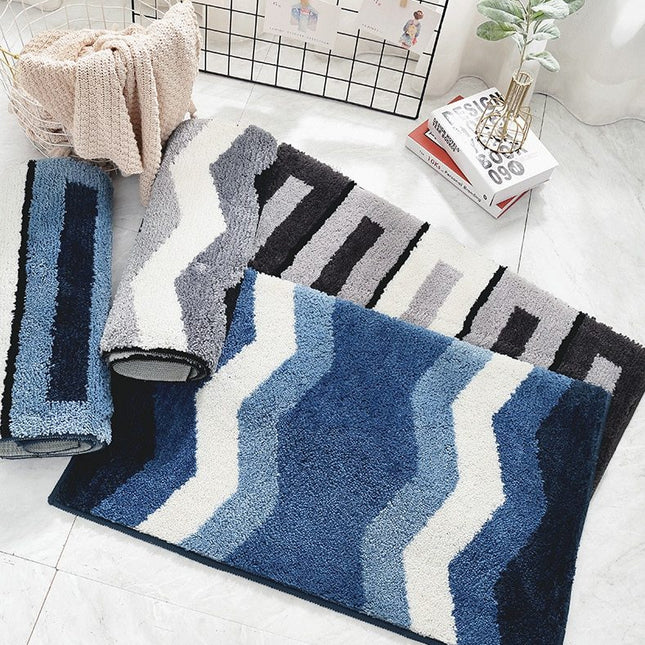 Tappetino bagno nero e bianco geometrico