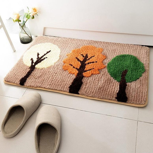 Tappeto bagno decorativo motivo alberi stagioni