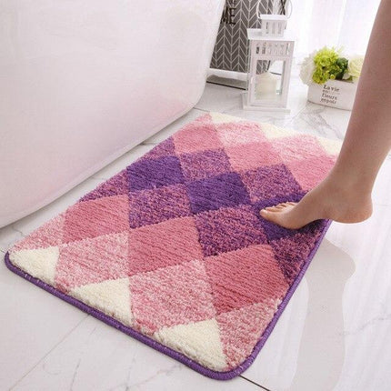 Tappeto bagno a rombi viola rosa