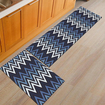 Tappeto da cucina blu navy geometrico