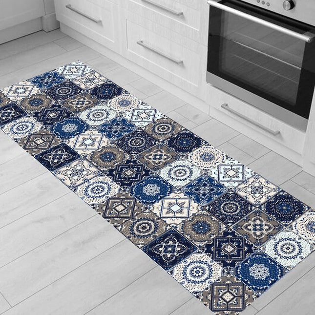 Passatoia cucina cementine blu e grigie
