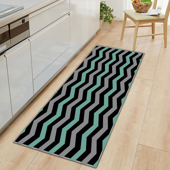 Passatoia cucina chevron turchese e grigio