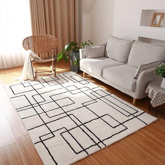Tappeto soggiorno moderno bianco e nero